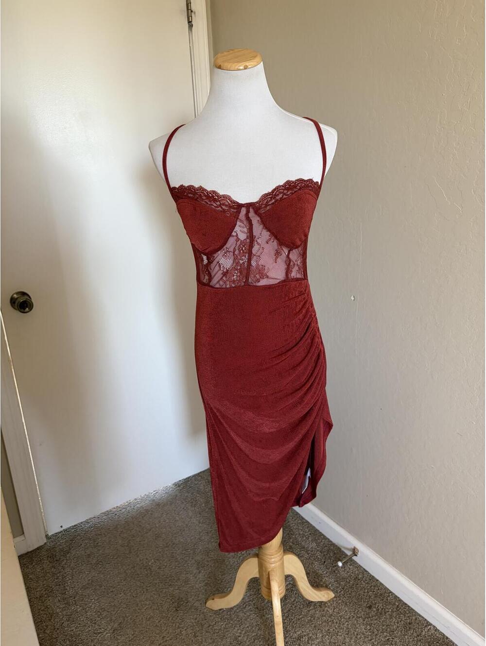 Cider lace ruched split cami midi dress